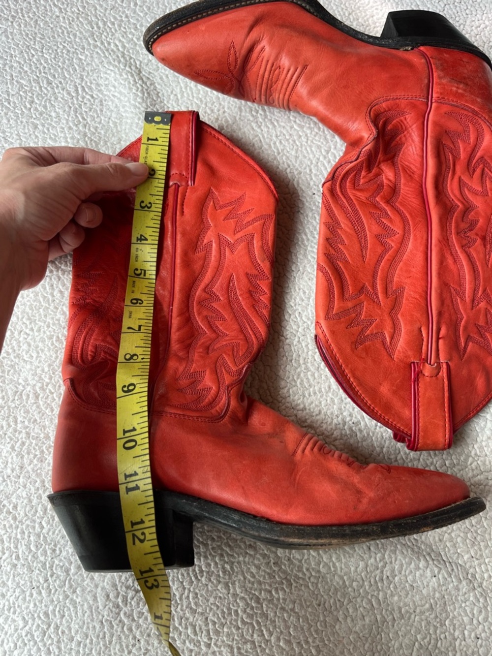 VINTAGE JUSTIN RED / ORANGEY COWGIRL BOOTS WOMENS 6 - Picture 2 of 8
